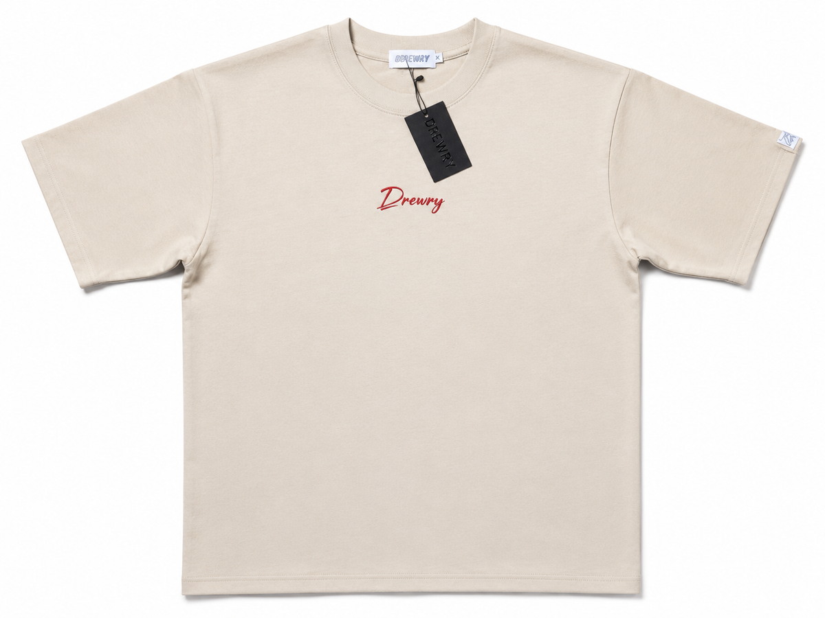 TAN AND RED OVERSIZED DREWAY T-SHIRT